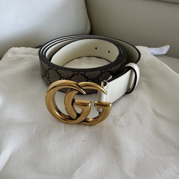 NEW GUCCI Belt White Supreme Brown 625839 Sz 115 Cm 46 In main image 4
